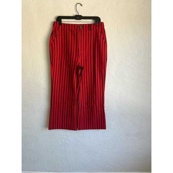Anthropologie English Factory Woman Red Striped Cotton Pants, Size Large - Picture 3 of 7